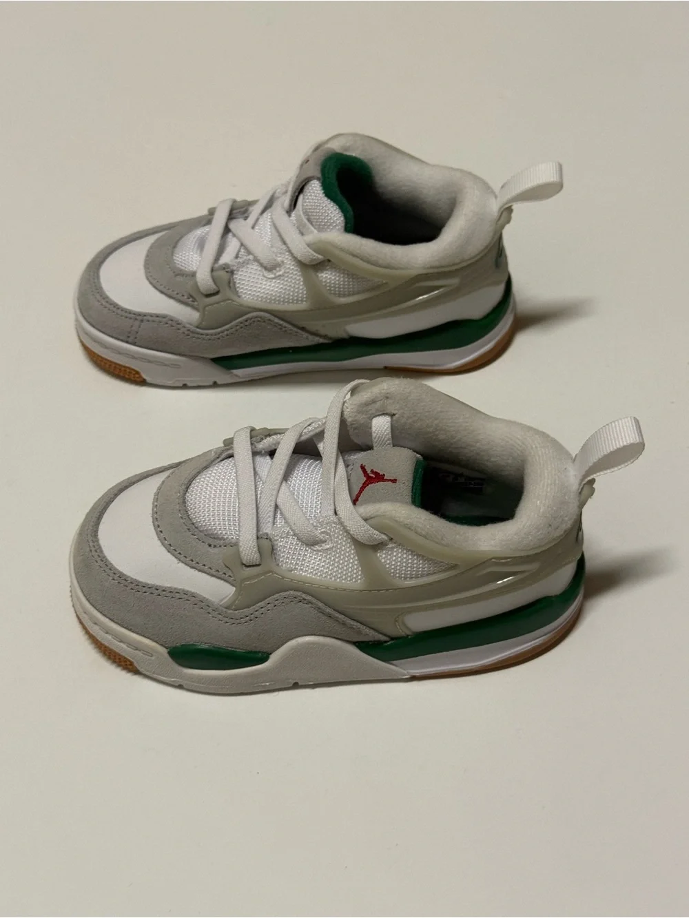Nike Air Jordan J4 RM Toddler Sneakers White Green Gray Leather Mesh Size 8C